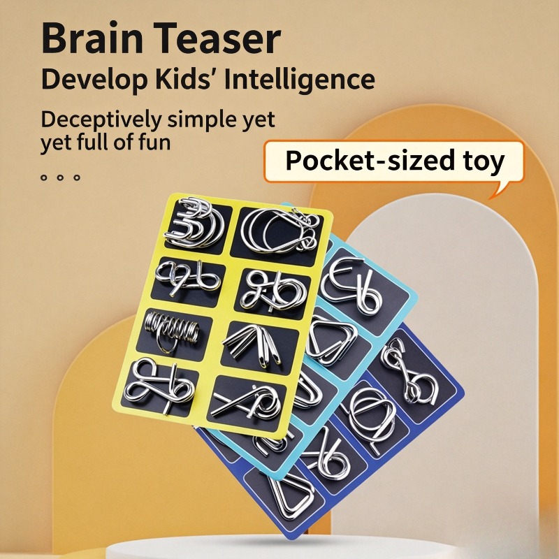 Board Game Master - 8-częściowy zestaw metalowych puzzli, klasyczna łamigłówka,